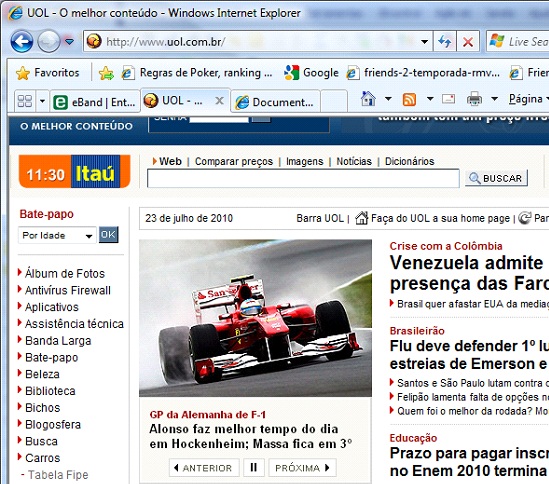 Notícia do UOL: Massa em terceiro?